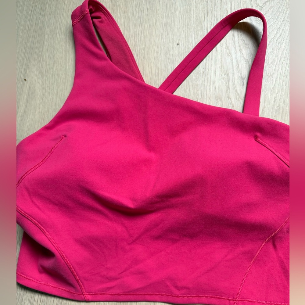 LULULEMON Everlux Asymmetrical Pink tank with internal Sports Bra